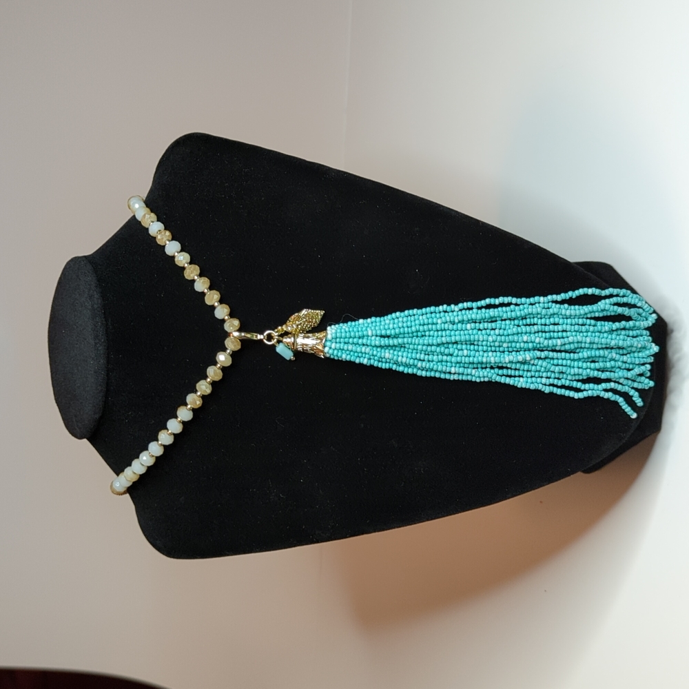 Stunning Premium Designs 30" beaded necklace with removable tassel